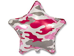 Фольгированные шары/ AGURA/ 1202-2621 Р 18" Камуфляж розовый звезда